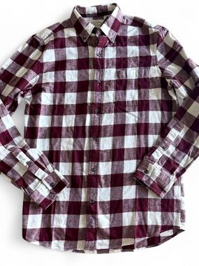 Burgundy Plaid Flannel Button Up Shirt NWT